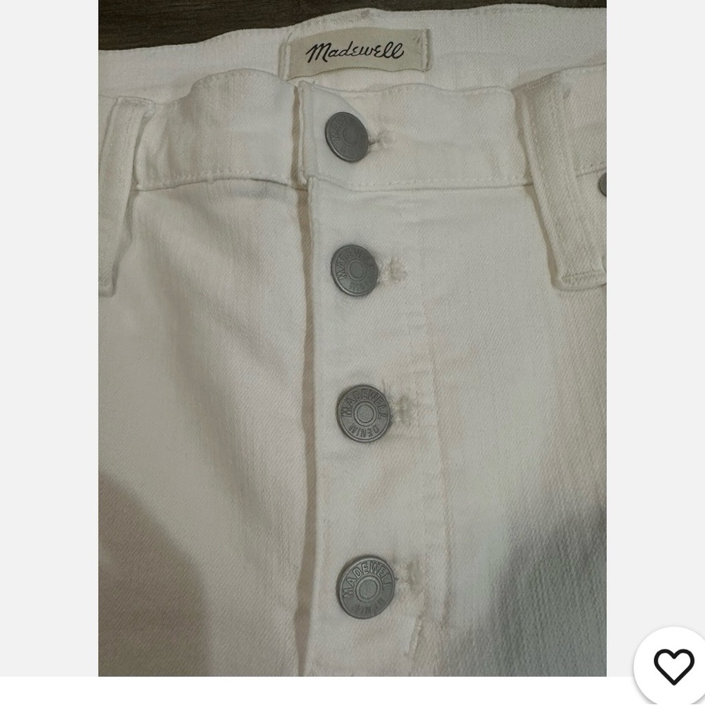 Madewell Mid Rise 4 Button Frayed Hem  White Jeans Size 31 - Picture 5 of 8